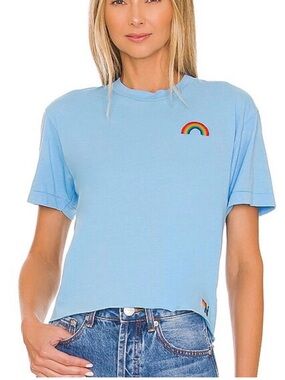 Aviator Nation Rainbow Embroidery Boyfriend Tee